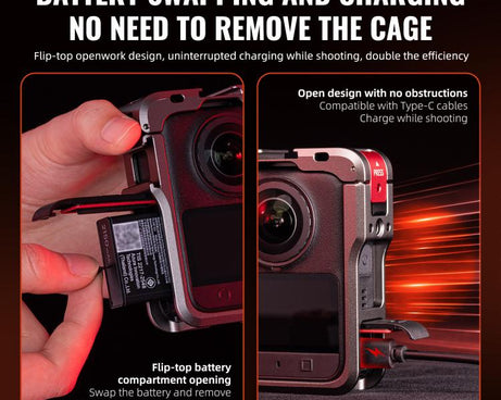 For DJI Osmo 360 / 360 II STARTRC Metal Cage Frame with Cold Shoe, For DJI Osmo 360 / 360 II