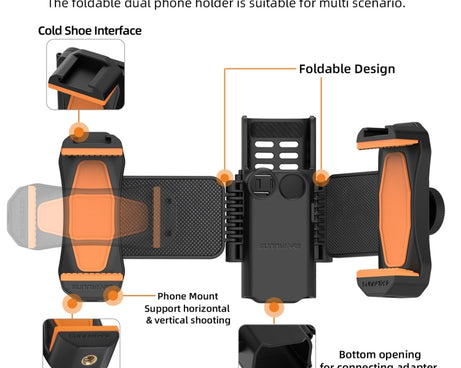 For DJI OSMO Pocket 3 Sunnylife ZJ756 Expanded Dual Phone Clamp Holder