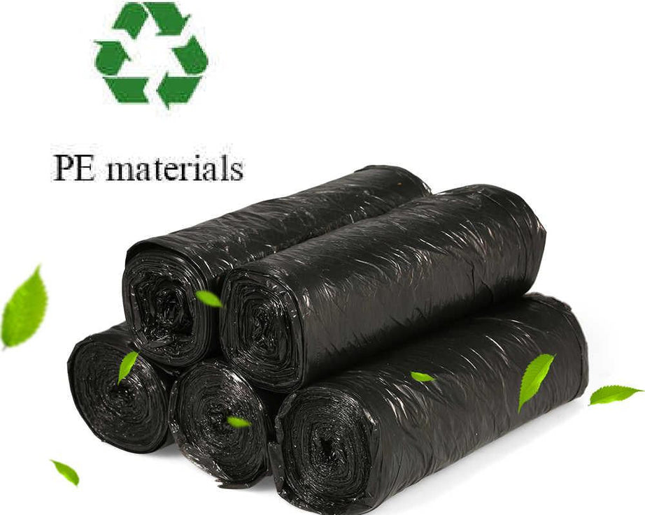Large black garbage bags, perfect for heavy-duty disposal needs.