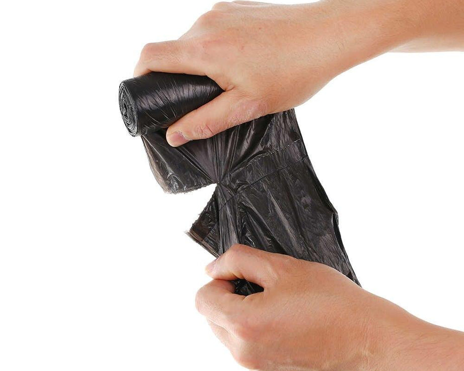 Black trash bag (17 x 19 inches) for small waste disposal.