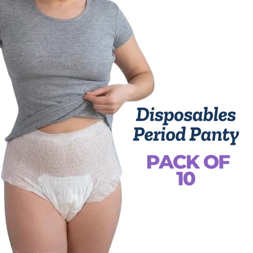 Cotton Soft Padded Disposable Period Panties – Ultra Absorbent Menstrual Underwear (Pack of 20, 10, 5)