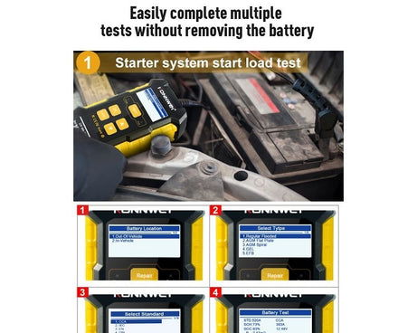 KONNWEI KW510 3 in 1 Car Battery Tester / Charger / Repairer, Support 8 Languages, KW510(EU Plug), KW510(US Plug)