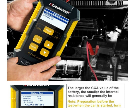 KONNWEI KW510 3 in 1 Car Battery Tester / Charger / Repairer, Support 8 Languages, KW510(EU Plug), KW510(US Plug)