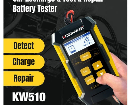KONNWEI KW510 3 in 1 Car Battery Tester / Charger / Repairer, Support 8 Languages, KW510(EU Plug), KW510(US Plug)