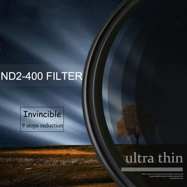 ND Fader Neutral Density Adjustable Variable Filter, ND2 to ND400 Filter, 37mm, 40.5mm, 43mm, 46mm, 55mm, 86mm, 95mm, 105mm