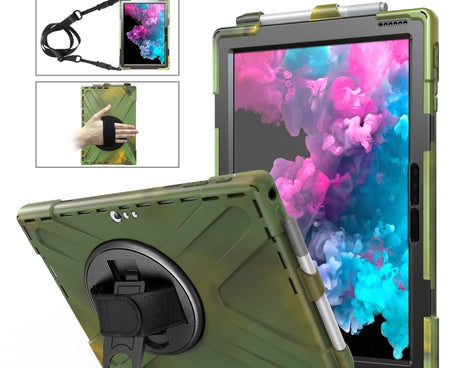 Shockproof Colorful Silicone + PC Protective Case with Holder & Hand Strap & Pen Slot, For Microsoft Surface Pro 4 / 5, For Microsoft Surface Pro 6 / 7