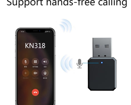 KN318 USB Bluetooth 5.1 Adapter Audio Receiver, KN318