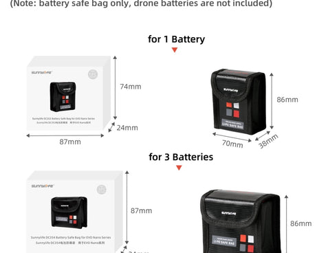 Sunnylife EVO-DC354 3 in 1 Battery Explosion-proof Bag for EVO Nano, EVO-DC354