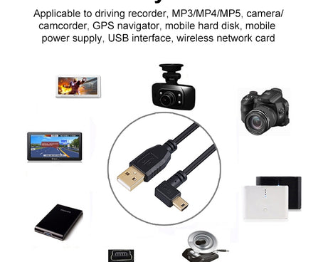 Elbow Mini 5 Pin to USB 2.0 Camera Extension Data Cable, 1.5m, 2m, 3m, 5m, 10m, 15m, 20m
