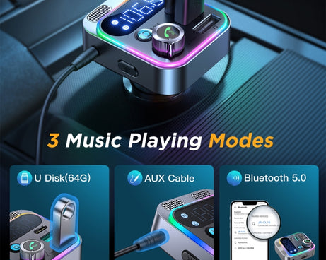 JOYROOM JR-CL16 48W Bluetooth 5.0 Car Wireless FM Transmitter, JR-CL16