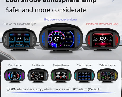 P2 3 inch Multi-function HD OBD LCD Instrument GPS Car Speed Slope Meter HUD Head-up Display