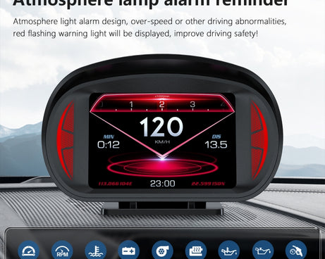 P2 3 inch Multi-function HD OBD LCD Instrument GPS Car Speed Slope Meter HUD Head-up Display