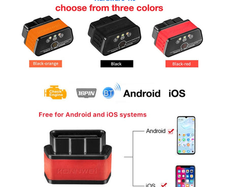 KONNWEI KW903 Bluetooth 5.0 OBD2 Car Fault Diagnostic Scan Tools Support IOS / Android
