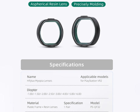 Hifylux Myopia Glasses Aspherical Resin Lens, For PlayStation VR2