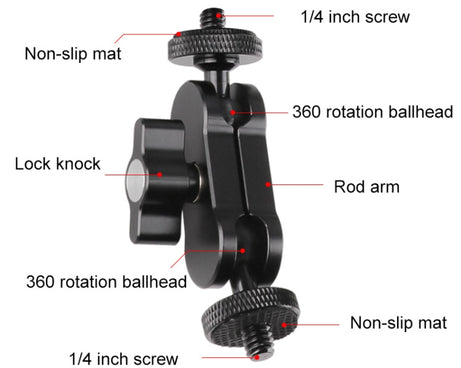 360 Pivot Magic Arm Mount 1/4 inch Ball Head Bracket