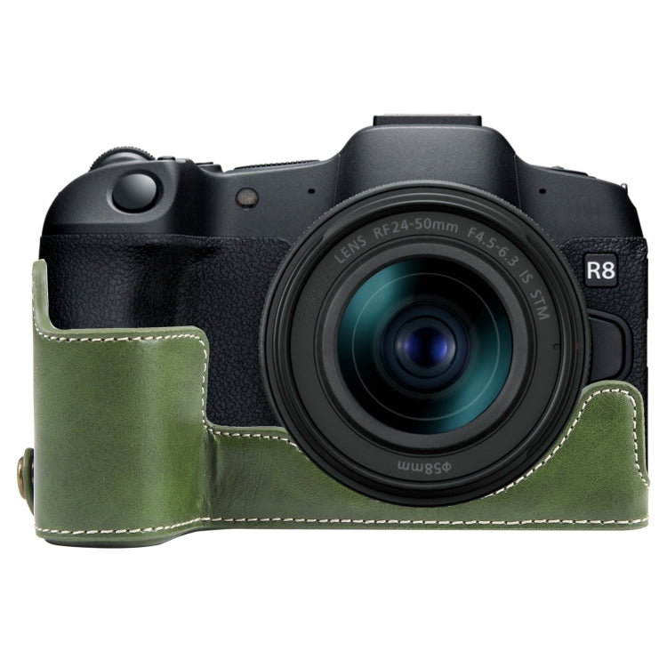 1/4 inch Thread PU Leather Camera Half Case Base, For Canon EOS R8