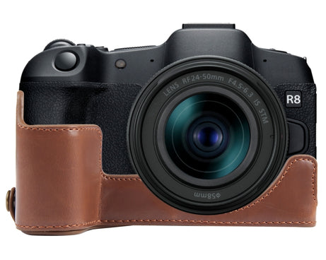 1/4 inch Thread PU Leather Camera Half Case Base, For Canon EOS R8