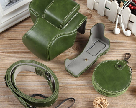 Full Body Magnetic Leather Camera Case Bag with Strap, Deluxe Edition, For Canon EOS R50, Deluxe Edition