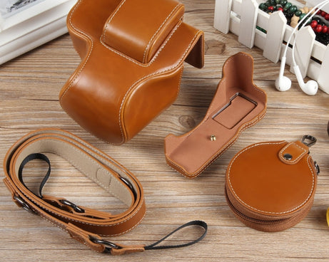 Full Body Magnetic Leather Camera Case Bag with Strap, Deluxe Edition, For Canon EOS R50, Deluxe Edition