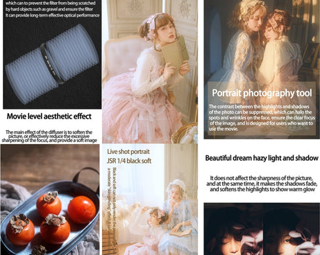 JSR Black Mist Filter Camera Lens Filter, 37mm, 43mm, 46mm, 49mm, 52mm, 55mm, 58mm, 62mm, 67mm, 72mm, 77mm, 82mm