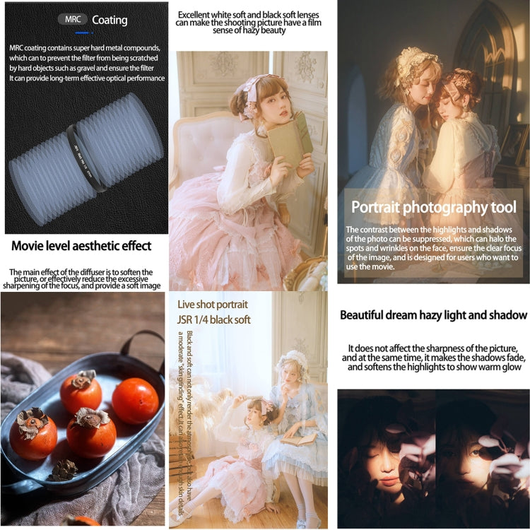 JSR Black Mist Filter Camera Lens Filter, 86mm