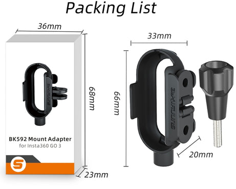 Sunnylife IST-BK592 Mount Adapter Protective Frame Cage Mounting Brackets Housing Case