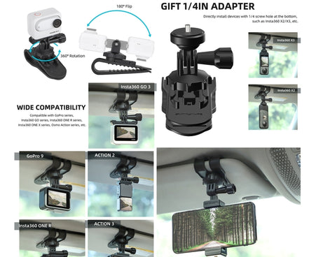 Sunnylife ZJ585 Sun Visor Camera Mount Quick Release Holder 360 Degree Rotating Vlog Bracket