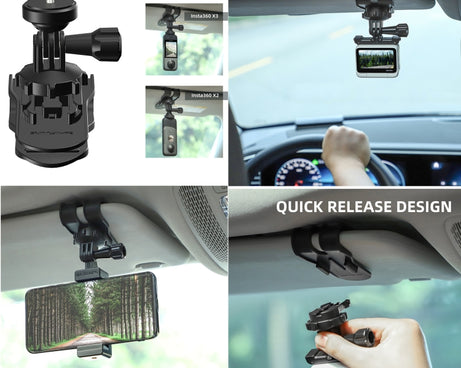 Sunnylife ZJ585 Sun Visor Camera Mount Quick Release Holder 360 Degree Rotating Vlog Bracket