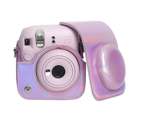 Laser Full Body Leather Case Camera Bag with Strap, For FUJIFILM instax mini 12