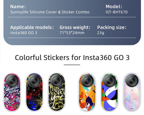 Sunnylife Cooling Silicone Case Stickers Skin Wrap Lens Cover with Neck Strap, For Insta360 GO 3