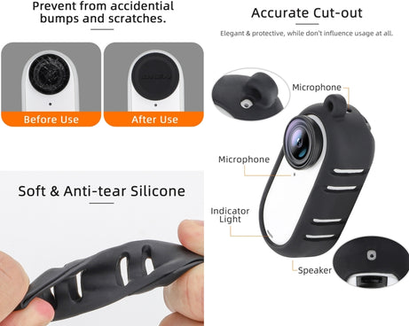 Sunnylife Cooling Silicone Case Stickers Skin Wrap Lens Cover with Neck Strap, For Insta360 GO 3