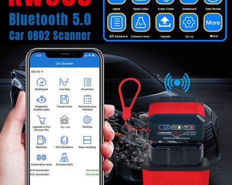 KONNWEI KW905 Bluetooth 5.0 Car OBD2 Scanner Support Android & iOS, KW905