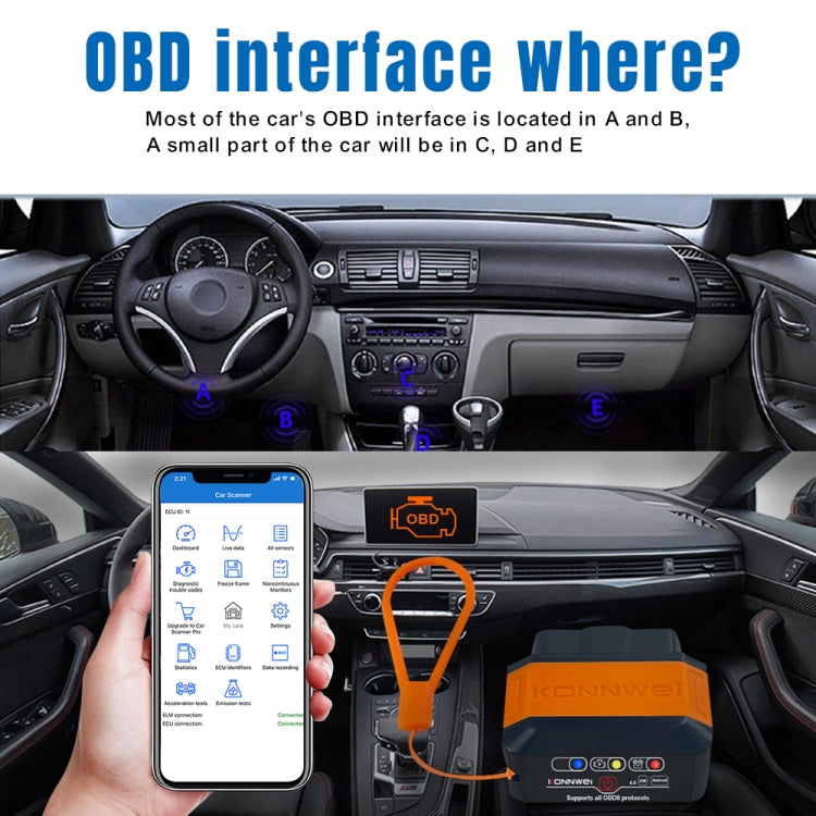KONNWEI KW906 Bluetooth 5.0 Car OBD2 Scanner Support Android & iOS, KW906