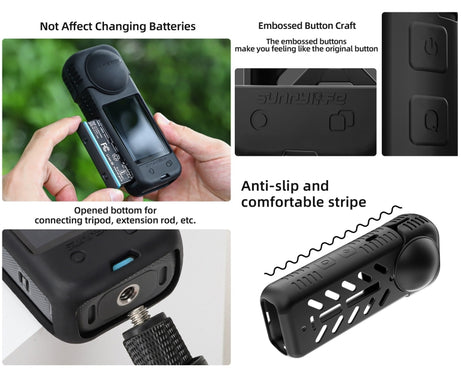 For Insta360 X4 / X5 Sunnylife Silicone Shockproof Case, Lens Cover, Lens Body Cover Kit
