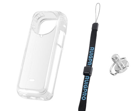 For Insta360 X4 Clear 1.5mm Soft TPU Protective Case, Single Cover, With Hand Strap, With Neck Strap