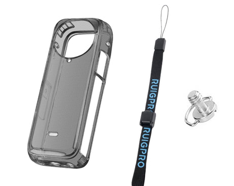 For Insta360 X4 Clear 1.5mm Soft TPU Protective Case, Single Cover, With Hand Strap, With Neck Strap