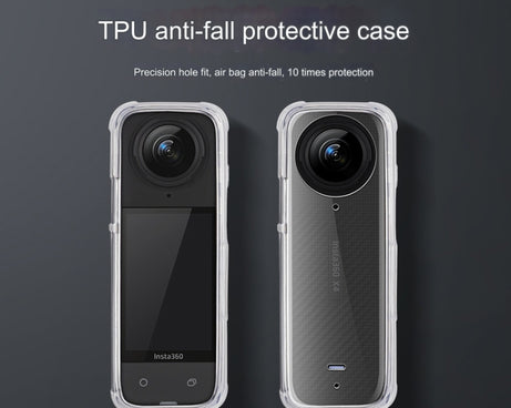 For Insta360 X4 Clear 1.5mm Soft TPU Protective Case, Single Cover, With Hand Strap, With Neck Strap