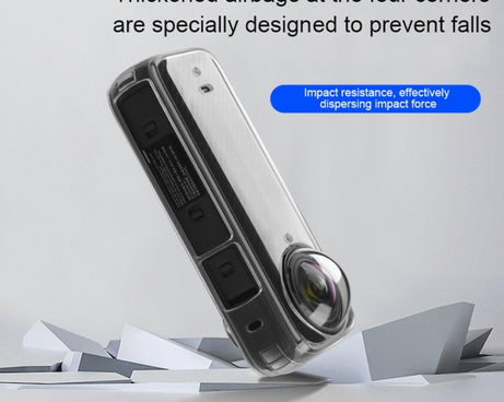 For Insta360 X4 Clear 1.5mm Soft TPU Protective Case, Single Cover, With Hand Strap, With Neck Strap