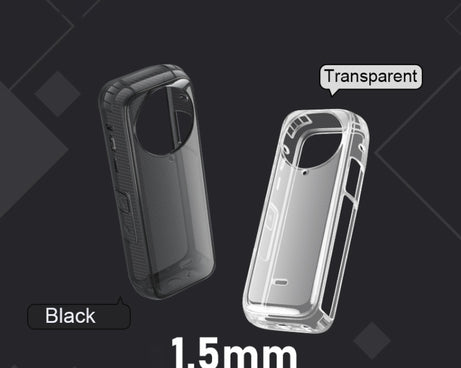 For Insta360 X4 Clear 1.5mm Soft TPU Protective Case, Single Cover, With Hand Strap, With Neck Strap