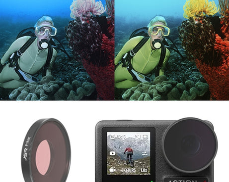 For DJI Osmo Action 4 JUNESTAR Threaded Camera Lens Filter, MCUV, CPL, ND8, ND16, ND32, ND64, ND1000, ND8PL, ND16PL, ND32PL, ND64PL, NIGHT, STAR, Streak Gold Drawing, Streak Blue Drawing, Macro 15X, Pink Diving Filter, Magenta Diving Filter            ...
