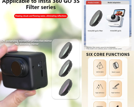 For Insta360 GO 3S JUNESTAR Camera Lens Filter, MCUV, CPL, ND8, ND16, ND32, ND64, NIGHT, STAR, Adjustable CPL, 2 in 1 UV, 3 in 1 UV, 3 in 1 CPL ND8-16, 4 in 1 NDPL, 4 in 1 ND, 6 in 1 STAR CPL ND, 6 in 1 Adjustable, 8 in 1 UV CPL ND NIGHT