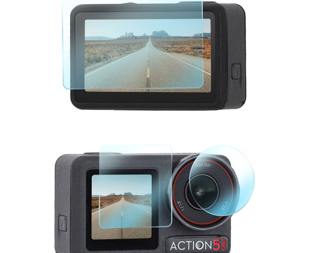 For DJI Osmo Action 5 Pro Sunnylife 3 in 1 Lens Protector Front and Rear Screen Tempered Glass Films