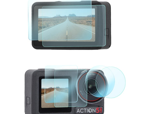 For DJI Osmo Action 5 Pro Sunnylife 3 in 1 Lens Protector Front and Rear Screen Tempered Glass Films