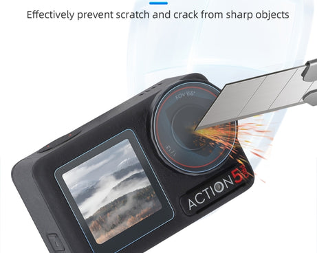 For DJI Osmo Action 5 Pro Sunnylife 3 in 1 Lens Protector Front and Rear Screen Tempered Glass Films