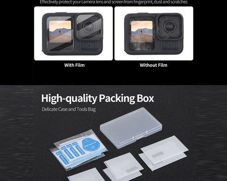 For GoPro HERO13 Black Sunnylife 3 in 1 Lens Protector Front and Rear Screen Tempered Glass Films, 1 + 1 + 1 Sets, 2 + 2 + 2 Sets