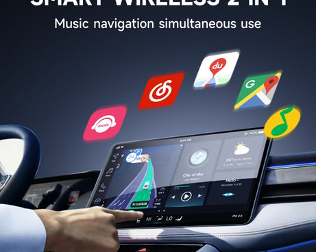 2 in 1 Apple CarPlay / Android Auto USB, Type-C Dual Ports Wired to Wireless CarPlay Adapter