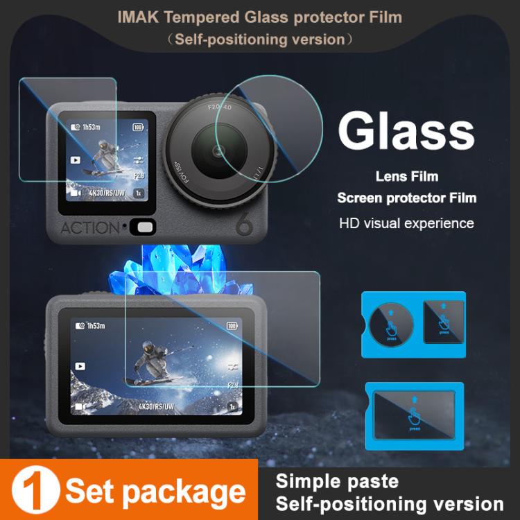 imak Tempered Glass Film with Camera Lens Film, Self-positioning Version, For DJI Osmo Action 6, For DJI Osmo Action 5 Pro, For DJI Osmo Pocket 3, For DJI Osmo Action 4