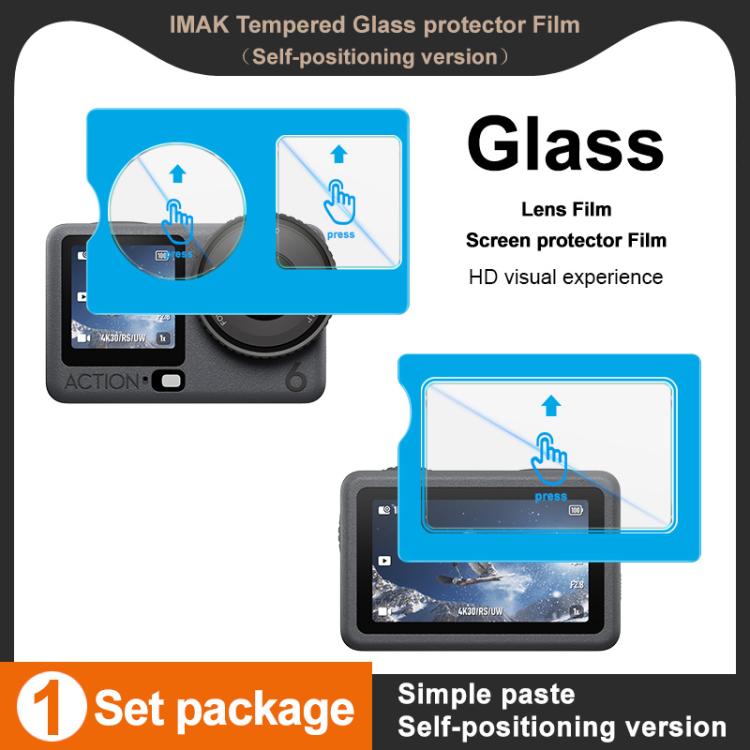 imak Tempered Glass Film with Camera Lens Film, Self-positioning Version, For DJI Osmo Action 6, For DJI Osmo Action 5 Pro, For DJI Osmo Pocket 3, For DJI Osmo Action 4
