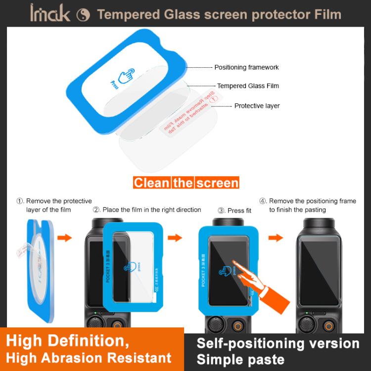 imak Tempered Glass Film with Camera Lens Film, Self-positioning Version, For DJI Osmo Action 6, For DJI Osmo Action 5 Pro, For DJI Osmo Pocket 3, For DJI Osmo Action 4