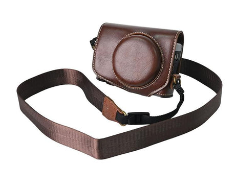 Retro Pull Up Leather Full Body Camera Case Bag with Strap, For Canon G7 X Mark III / G7X3, For Canon PowerShot SX740 HS